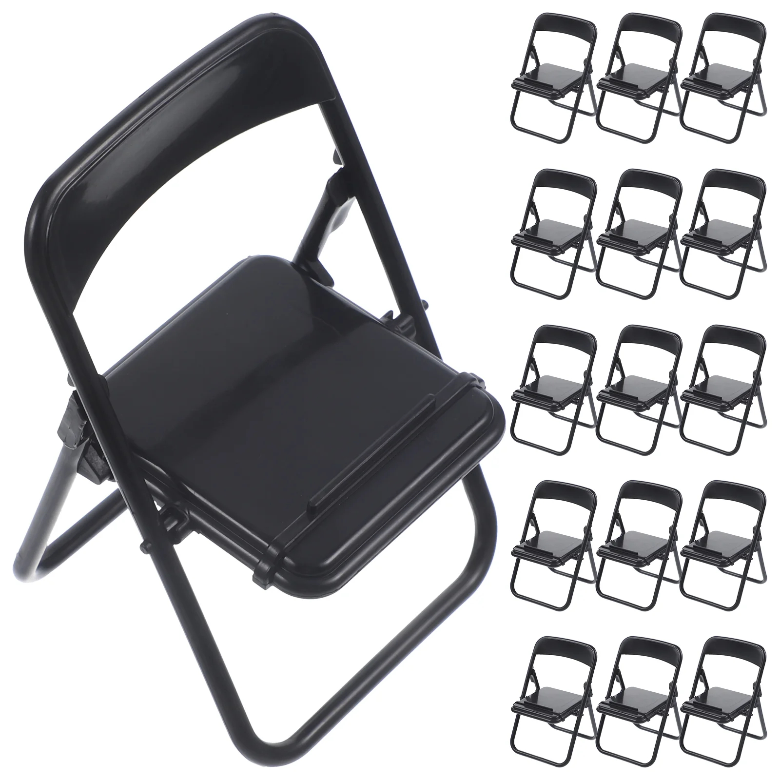 20 Pcs Phones Folding Chair Mini Foldable Baseball Support Black Holder Photo Props Office