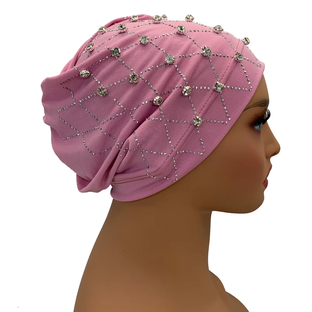 Rhinestone Head Wraps for Ramadan Women Muslim Inner Hijabs Islam Under Scarf Cap Stretchy Headscarf Bonnet Turbante Mujer