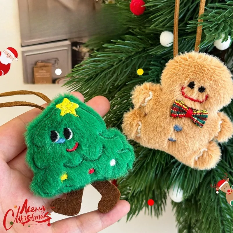 Christmas Plush Keychain Cartoon Santa Claus Christmas Tree Doll Stuffed Toys Car Keyring Bag Pendant Hanging Decor Gift 키링