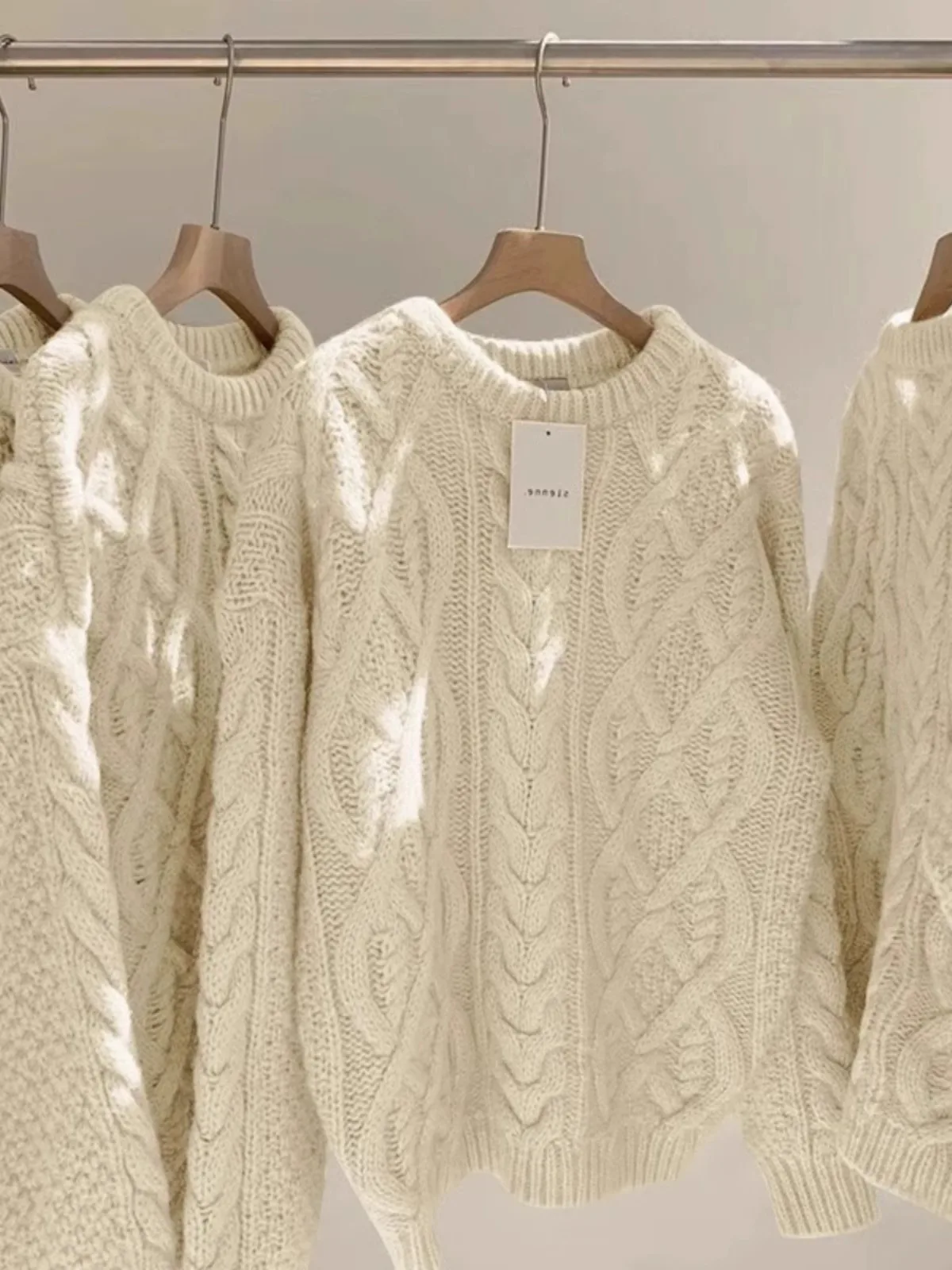 

Loose Women's Knitted Sweater Autumn Winter Sle round Ne Long Sve Casual Comfortable Woolen Twist Head over Body Top