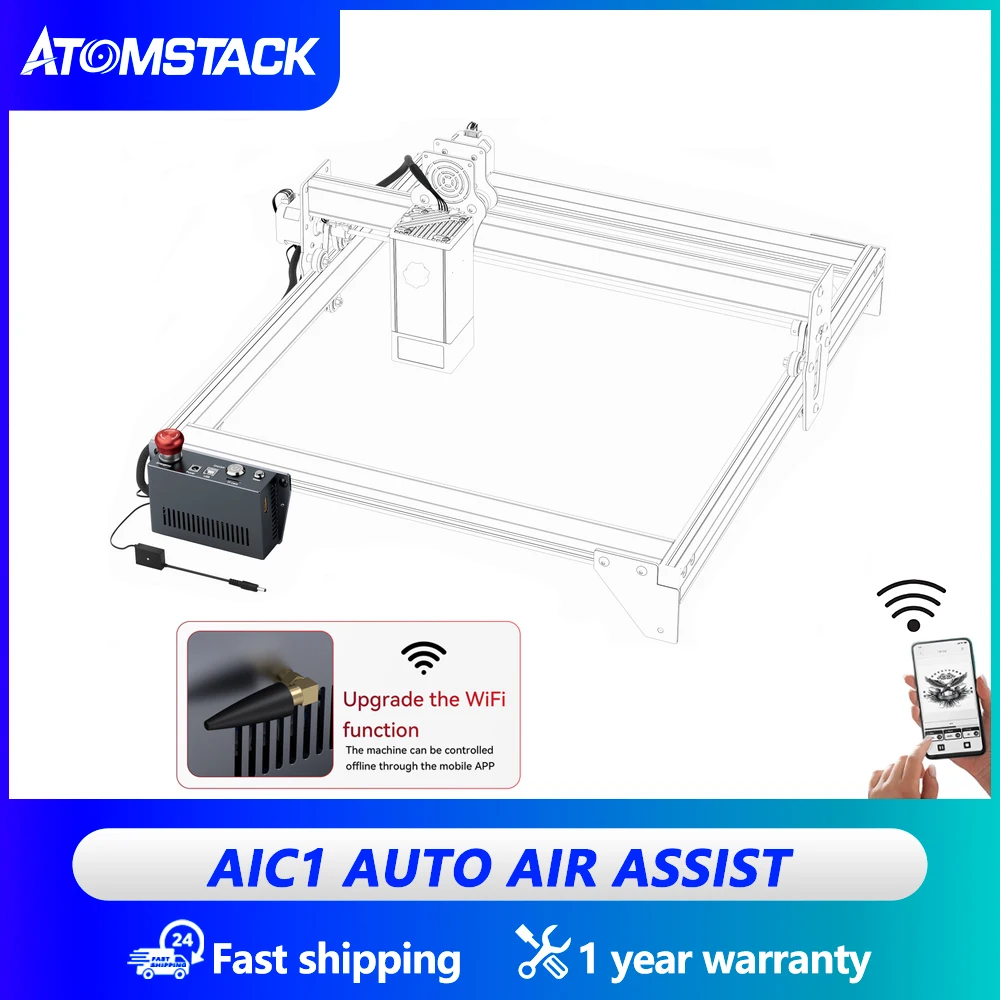 

Atomstack AIC1 Gas Assisted Auto Control Box Wifi Offline App Control for Lightburn For A5 X7 A10 S10 X20 S20 A20 X30 S30 Pro