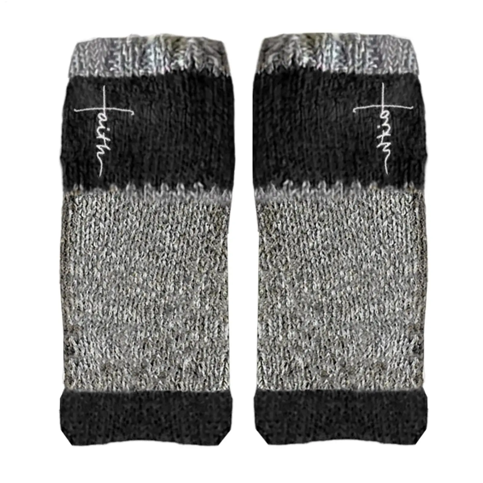 Winter Gloves Women 1 Pair Religious Warm Fingerless Mitts Ladies Winter Embroidered Gloves For Mother Adults Teens Girlfriend