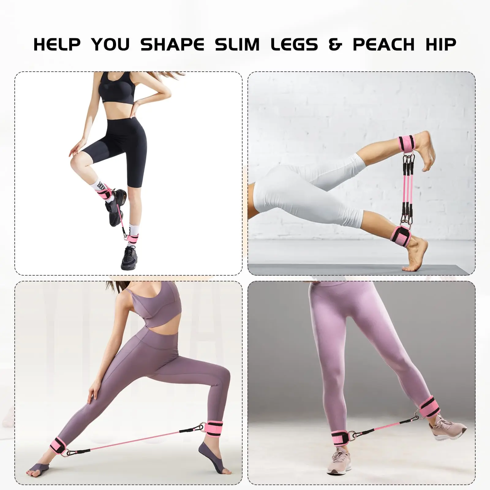 الأرداف مع رافعة جسرية ، شد الورك ، مقاومة الكاحل ، حلقة مرنة ، حبل شد الورك والساق ، تشكيل وتنحيف ، 6 * #6