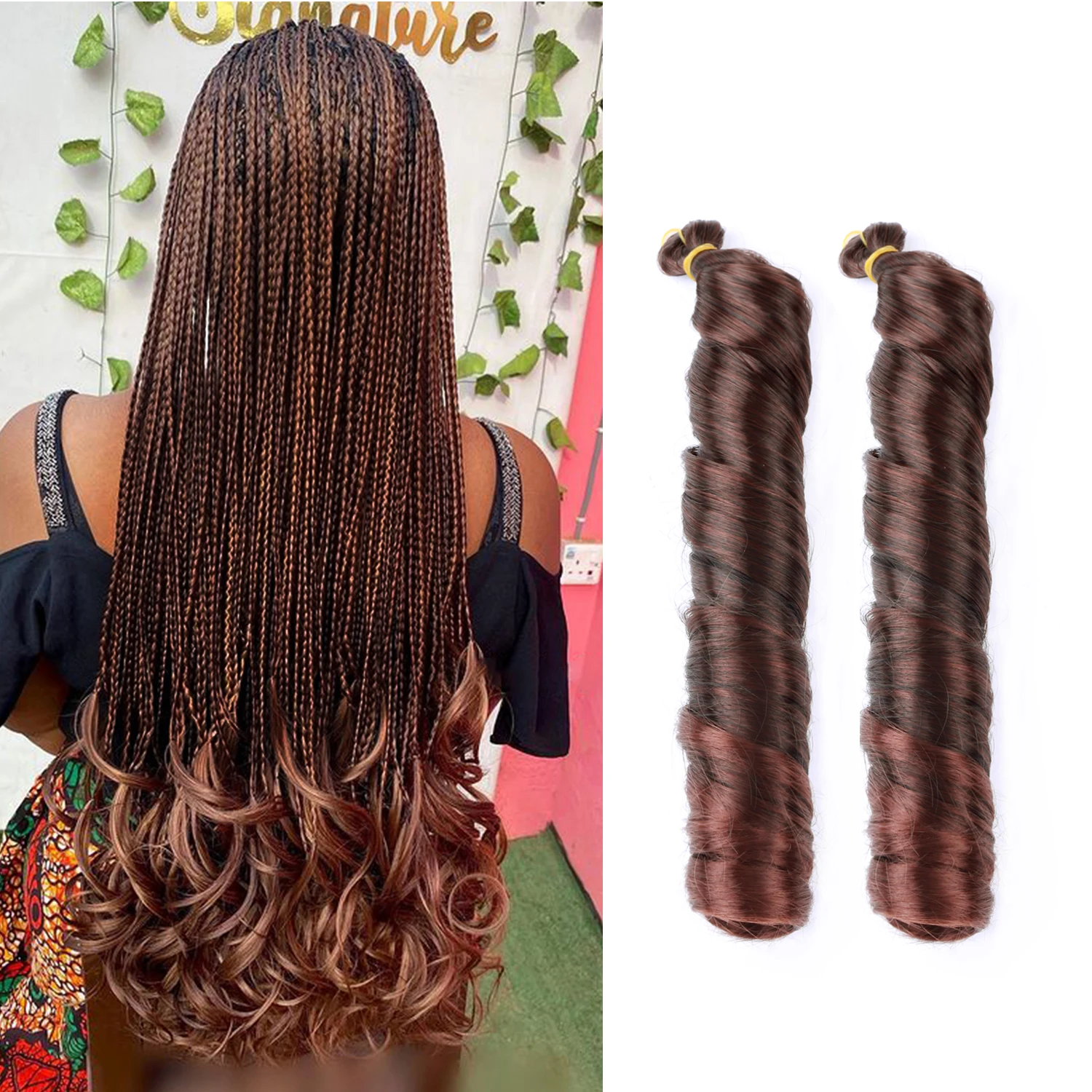 

Synthetic Spiral Curls Crochet Hair 24" 75g French Curly Braiding Hair Bouncy Silky Braids Hair Bulk Hair Extensions