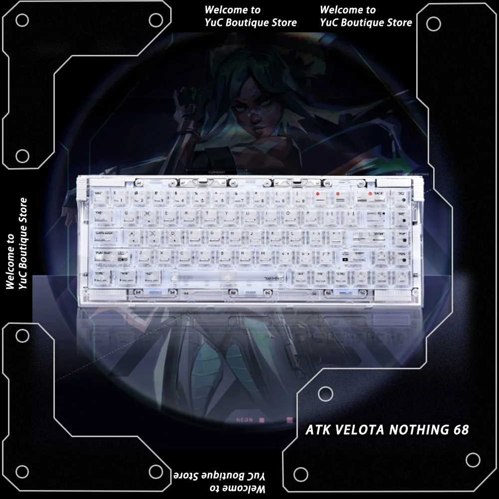 Teclado Gamer ATK VELOTA NOTHING 68 8K com Switch Magnético, Conexão com Fio, GASKET, Baixa Latência, RT0.001mm, Presente para Gamers de PC