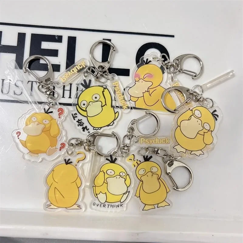 Pokemon Psyduck Cartoon Keychain Anime Figure Q Figural Anime Merchandise Decoration Clothings Bag Decoration Kid Birthday Gifts