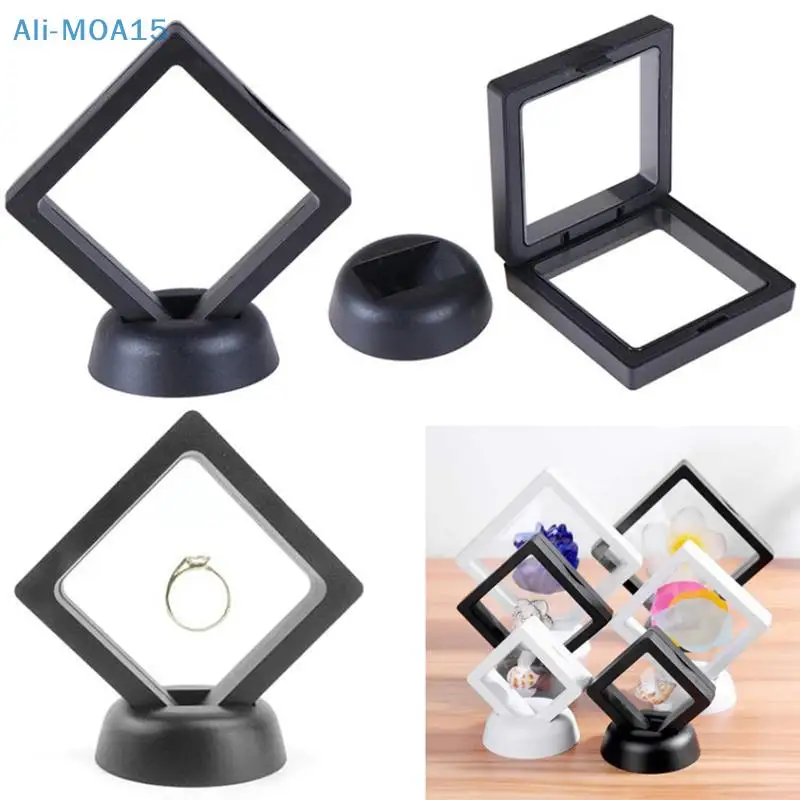 Square 3D Floating Jewelry Coin Plastic Display Stand
