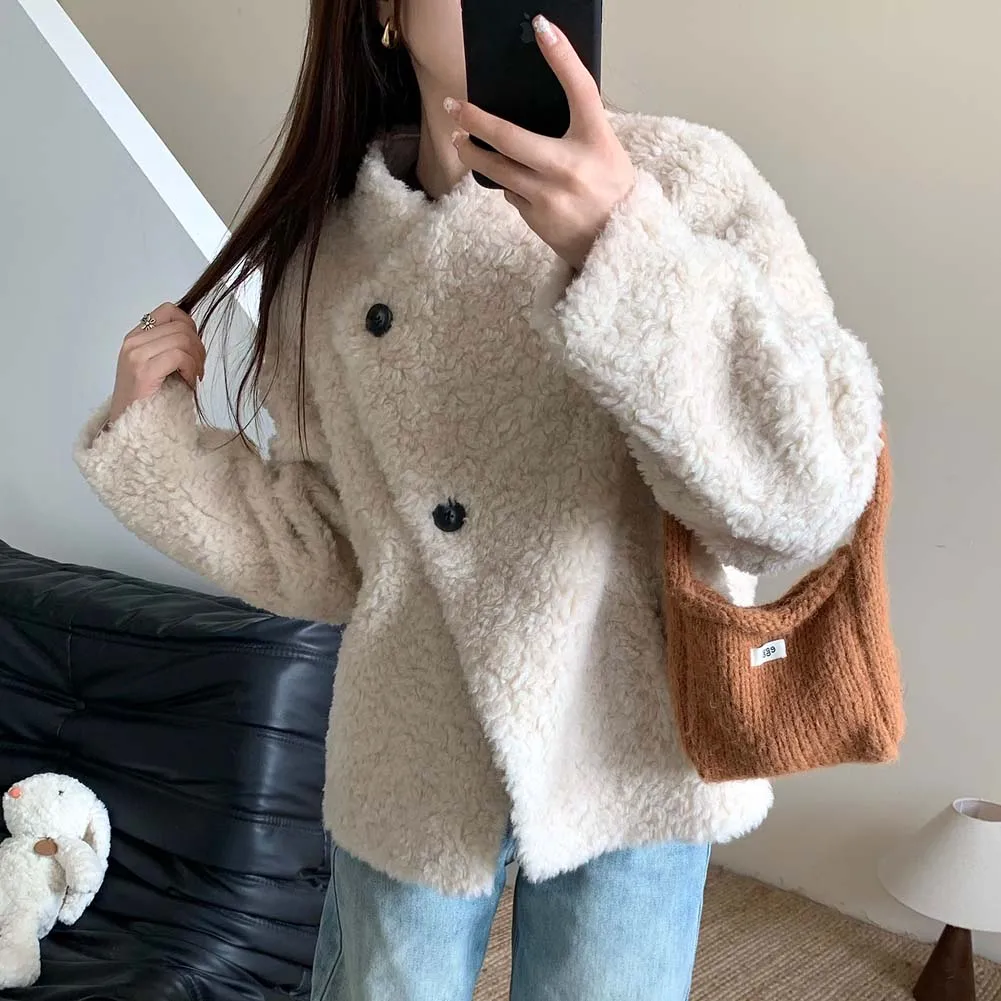 معطف فرو صوف الحمل أنثى 2025 شتاء جديد طوق سترة شيرلينغ الأغنام الشابة #3
