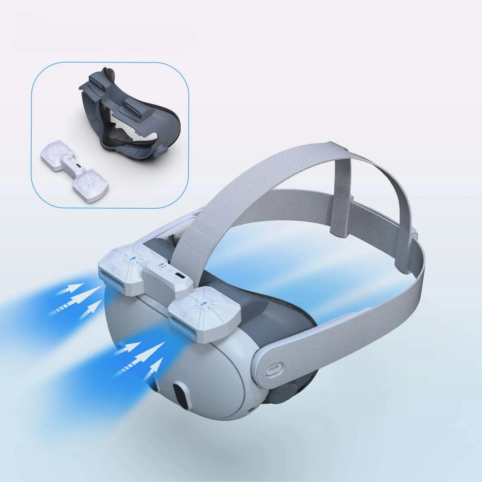 

Охлаждающий вентилятор для гарнитуры Meta Quest 3 VR, дышащий циркуляционный воздух с лицевым интерфейсом, лицевая крышка для аксессуаров Quest3