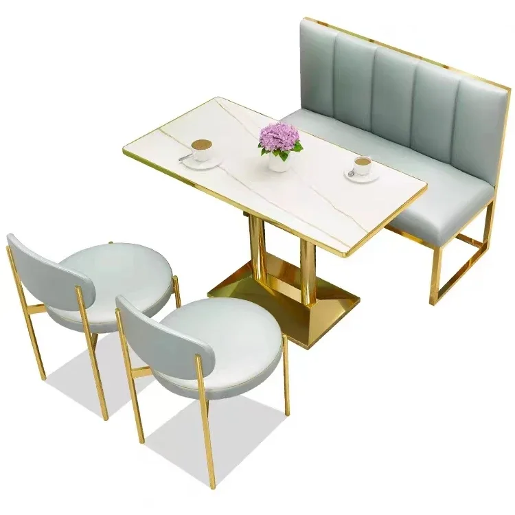 

A Coffee shop Modern table and chair combination Snack shop Dessert shop Wall sofa card Catering tableware