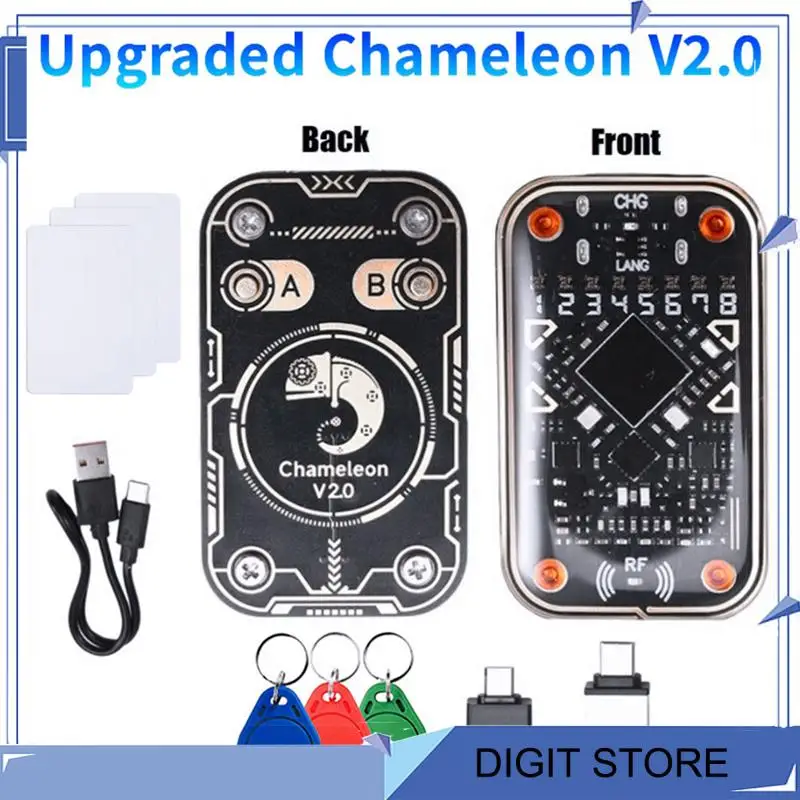 

DIGIT-Chameleon Ultra V2.0 RFID смарт-чип-эмулятор 125 кГц 13,56 МГц декодирование карт NFC Дубликатор + 3Xcuid брелок/карта