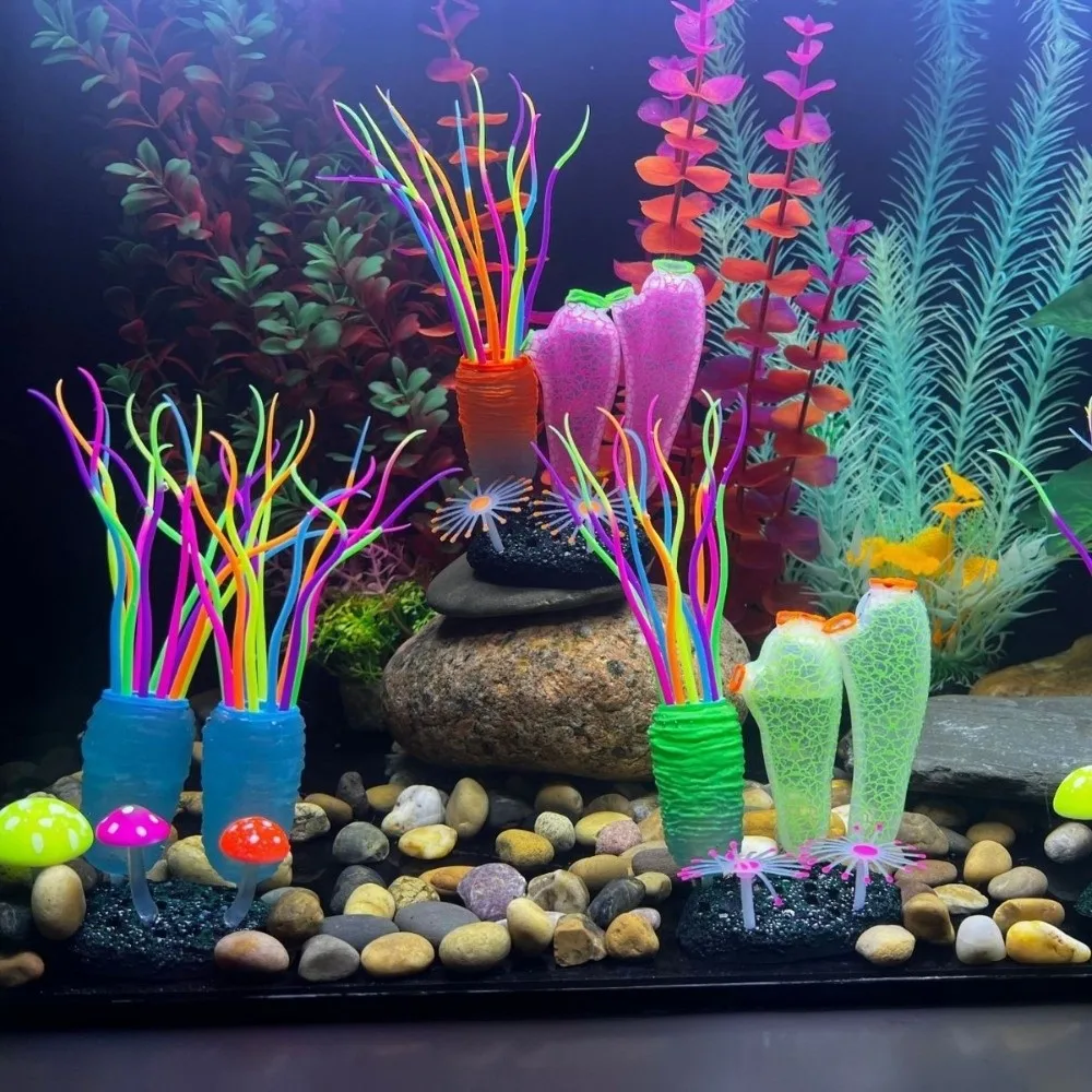 

Luminous Simulated Sea Squirt Realistic Silicone Artificial Mushroom Ornament Lifelike Colorful Artificial Seaweed