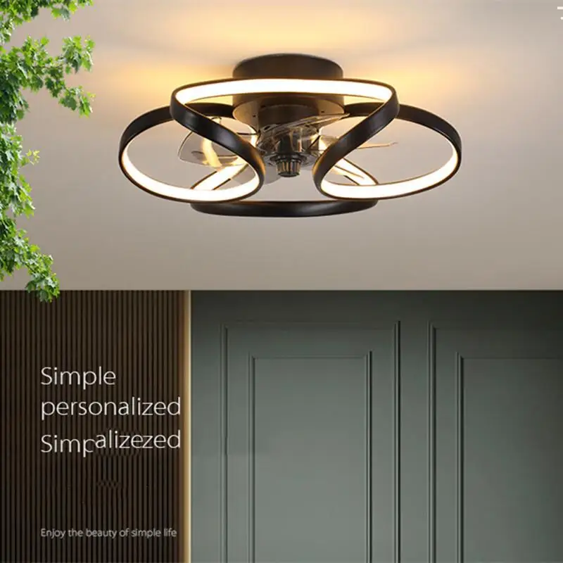 110V 220V Led Ceiling Fans Chandelier Bedroom Living Room Nordic Macaron Invisible Fan Light APP Remote Control Ceiling Fans