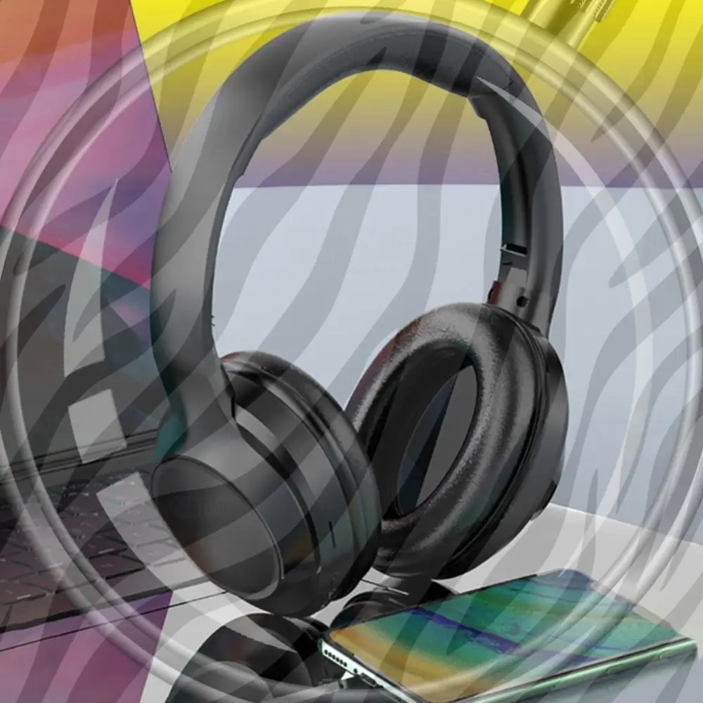 Wireless Bluetooth-Compatible Headphones Over Ear Headphones Deep Bass Noise Cancelling Headsets 10H Playtime for Home Office