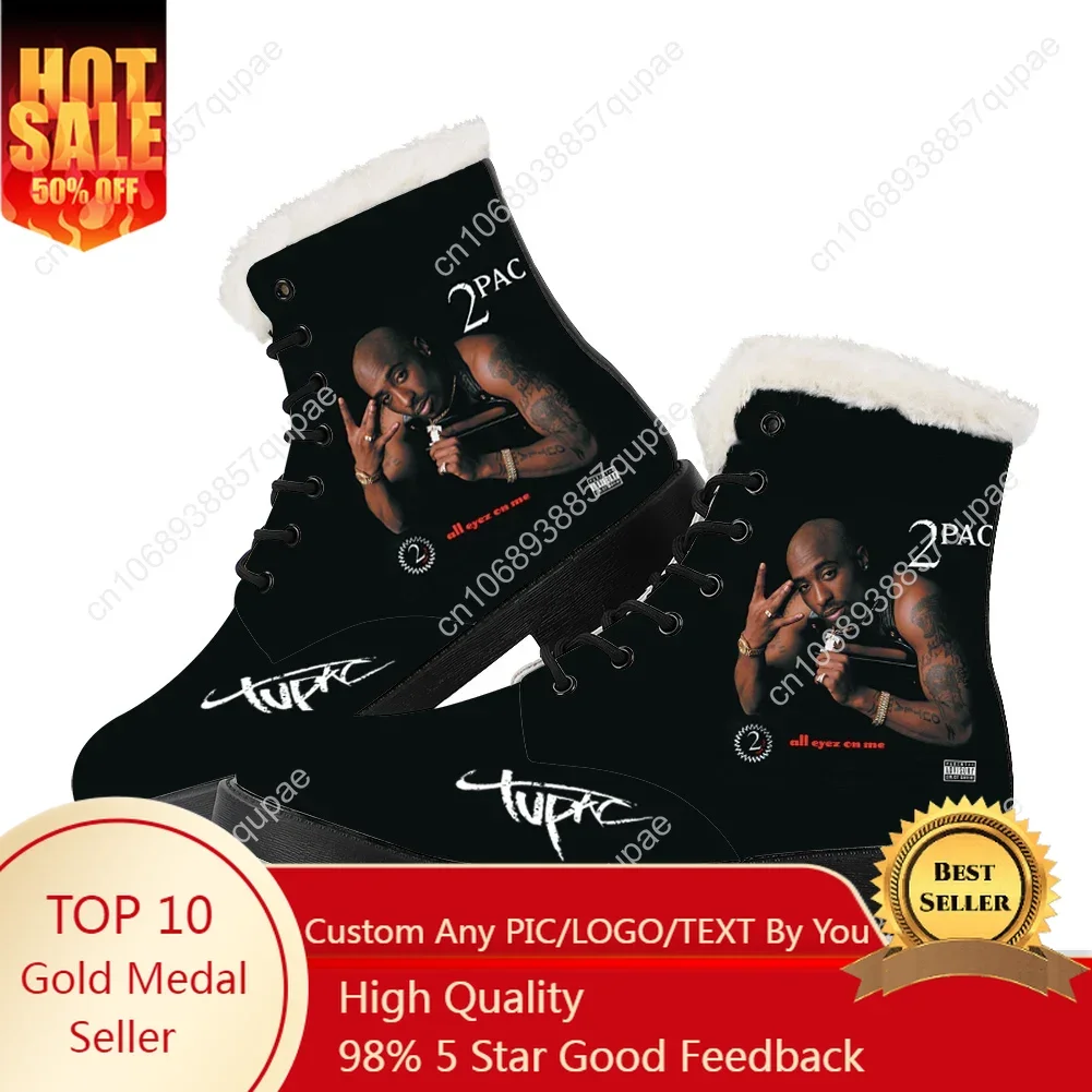 Tupac Rapper 2Pac Plush Boots Hip hop singer Mens Womens Teenager Shoes Casual Boot Light High Quality Couple Customize Shoe