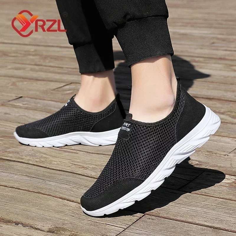 Yrzl leve masculino sapatos casuais respirável deslizamento em tênis casuais masculinos anti-deslizamento apartamentos sapatos de caminhada ao ar