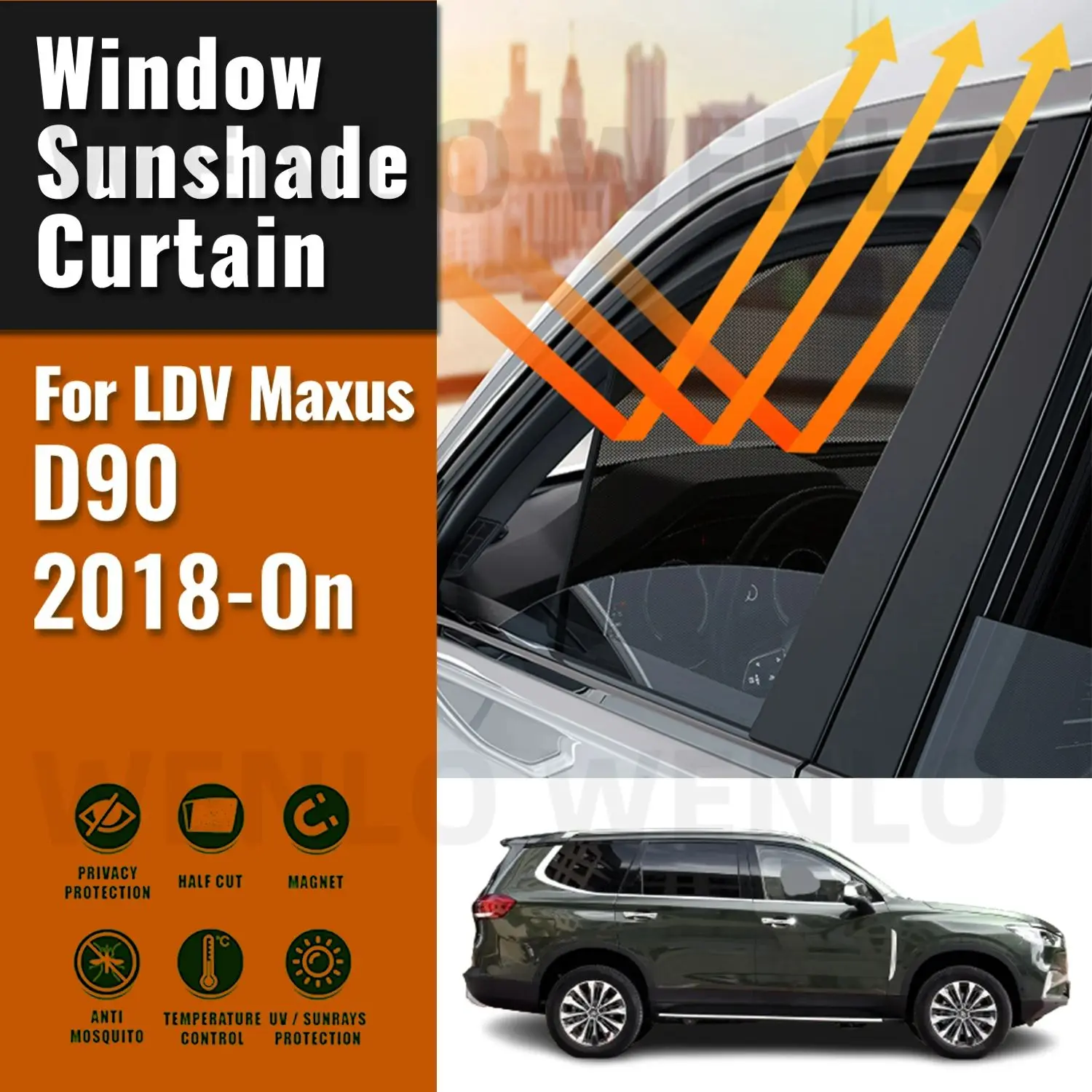 

For LDV Maxus D90 2018 2019 2020 2021 2022 2023 2024 Car Window Sunshade Magnetic Curtain Sun Shade Visor Net Mesh Protect Kids