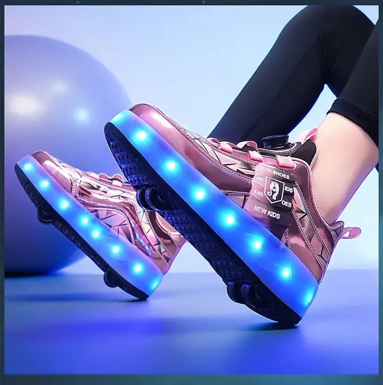 

Самые продаваемые четырехколесные прогулочные туфли, роликовые коньки для мальчиков и девочек, прогулочная обувь со светодиодной подсветкой. Детские подарки, детские кроссовки.