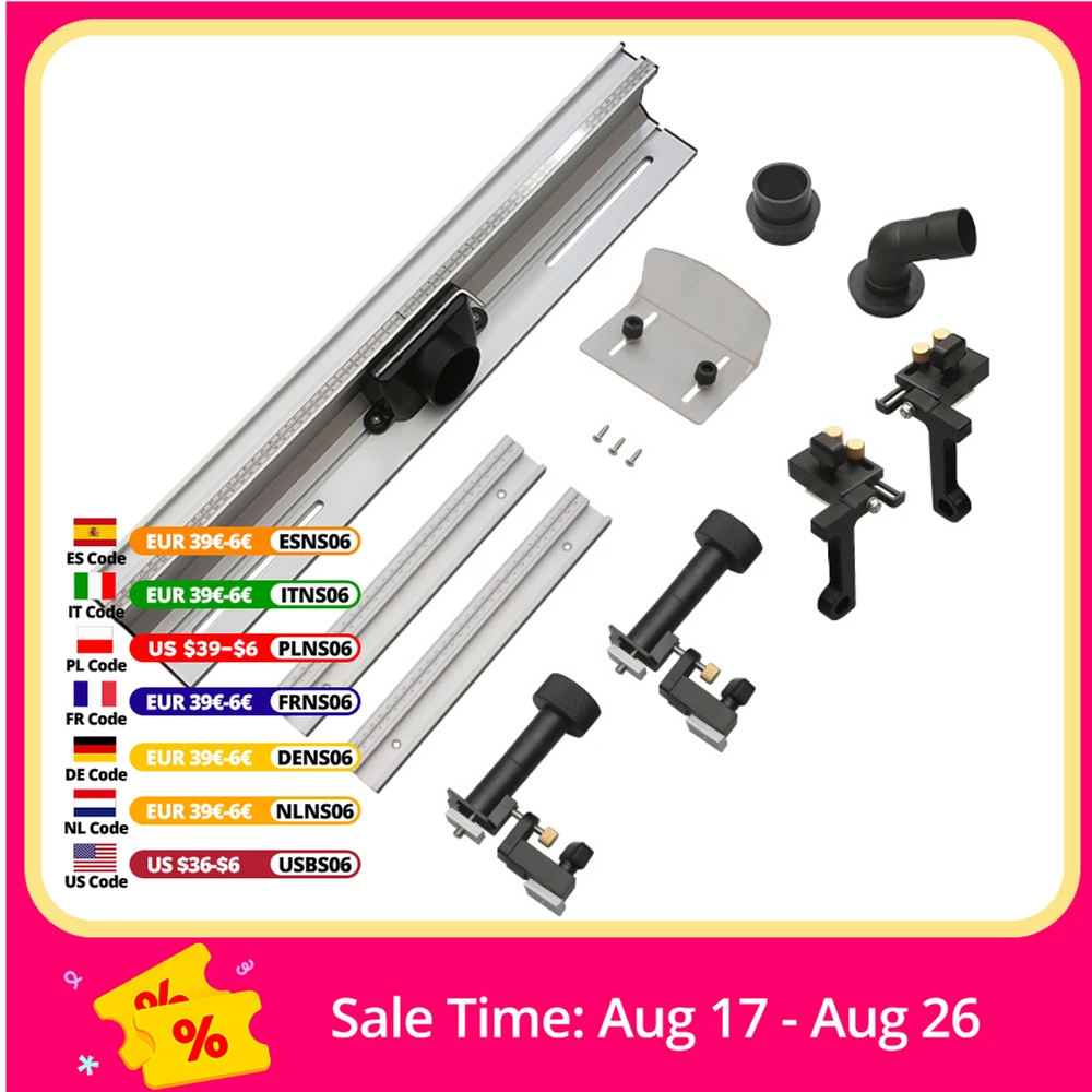 700mm Woodworking Router Table Fence Aluminium Alloy Profile Fence with 300mm T-track Sliding Brackets Bit Guard by ENJOYWOOD