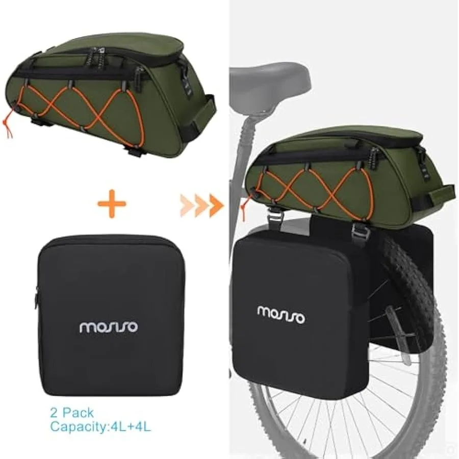 MOSISO Bike Handlebar Bag Bicycle Frame Bag with Shoulder StrapandBike Rack Bag with 2 Removable Bike Panniers Waterproof Bike