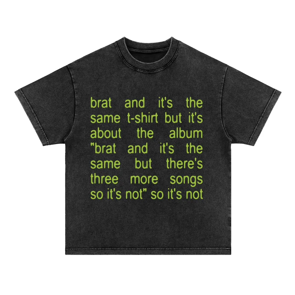 I\'m So Julia Letter Print Vintage Washed T Shirt Charli XCX Brat Album T-shirt Men\'s Women 100% Cotton Casual Oversized T-shirts