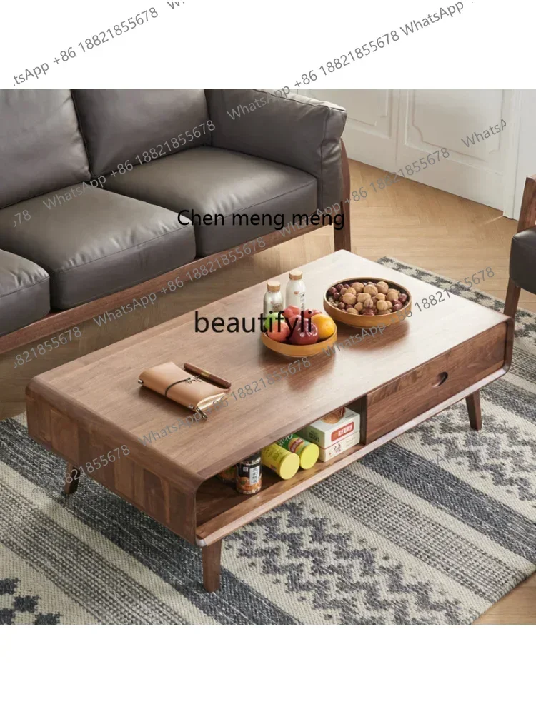 

2003 Solid Wood Coffee Table Log Tea Table Black Walnut All Solid Wood Square Coffee Table