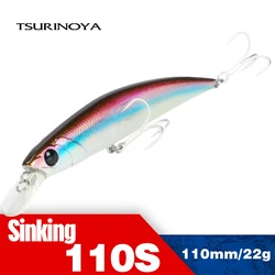 TSURINOYA Sinking Minnow Hard Fishing Lure DW77 110mm 22g Range 0.8-1.2m Large Trout Pike Seabass Jerkbait River Fishing Baits