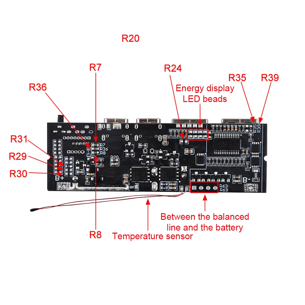 QC4.0 QC3.0 LED Dual USB PD Fast Charger 3S 4S 5S 100W Double C Port Two way Fast Charge Module Charging Temperature Protection