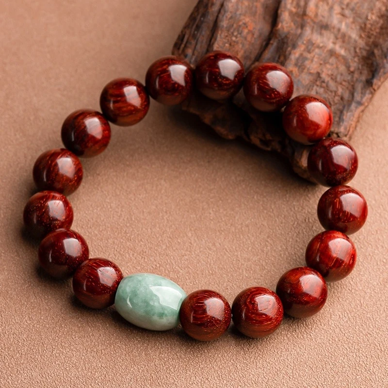 

Authentic Indian small-leaf rosewood men, natural jadeite Buddhist prayer beads bracelet for women, couples, and st