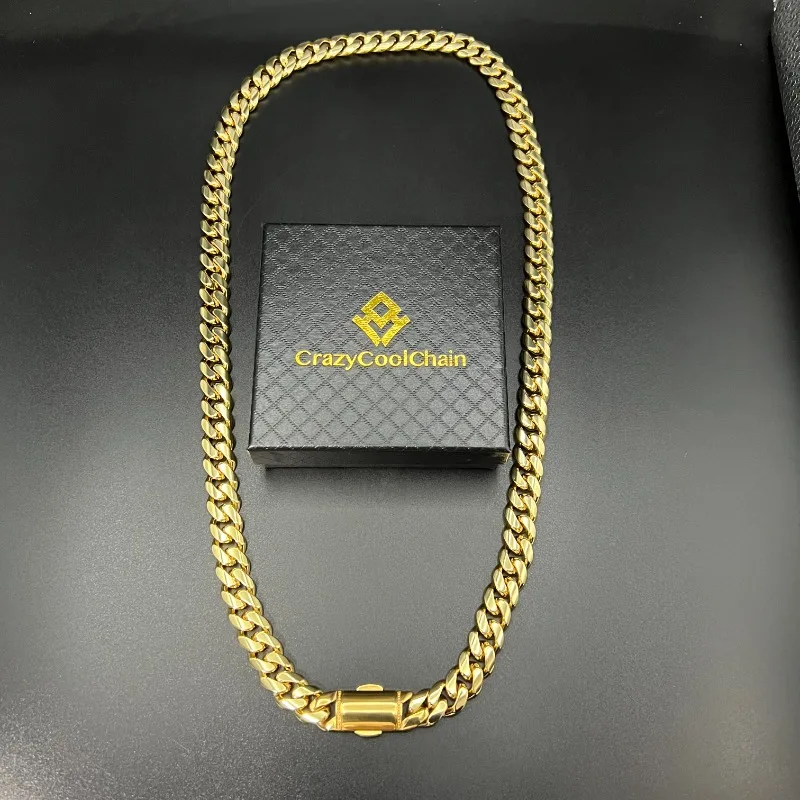 12mm 18K Gold 5-Layer Plated Premium Durable Cuban Chain (Box buckle)