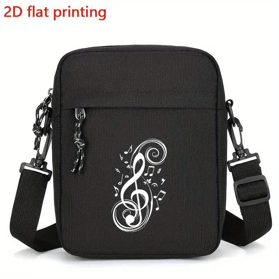 Musical Note Design Men Women Commute Crossbody Bag Fashion Music Lover Gifts Casual Oxford Shoulder Bag for Male Messenger Bag