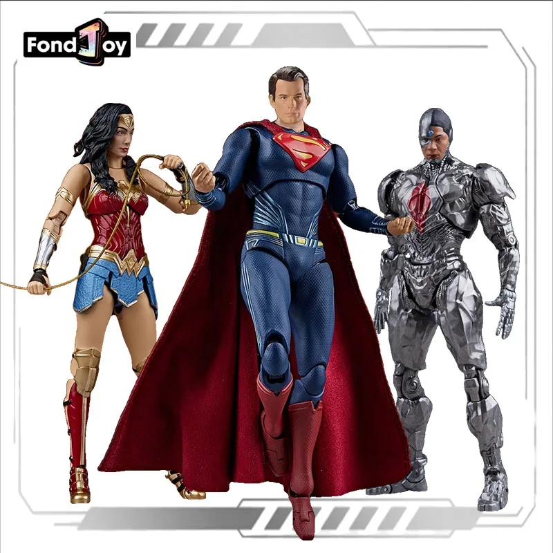 FondJoy Original MODEL KIT 1/9 Super Man Cyborg Wonder Woman Anime Figure Toy Collectible Model for Boys Foam Box Protection