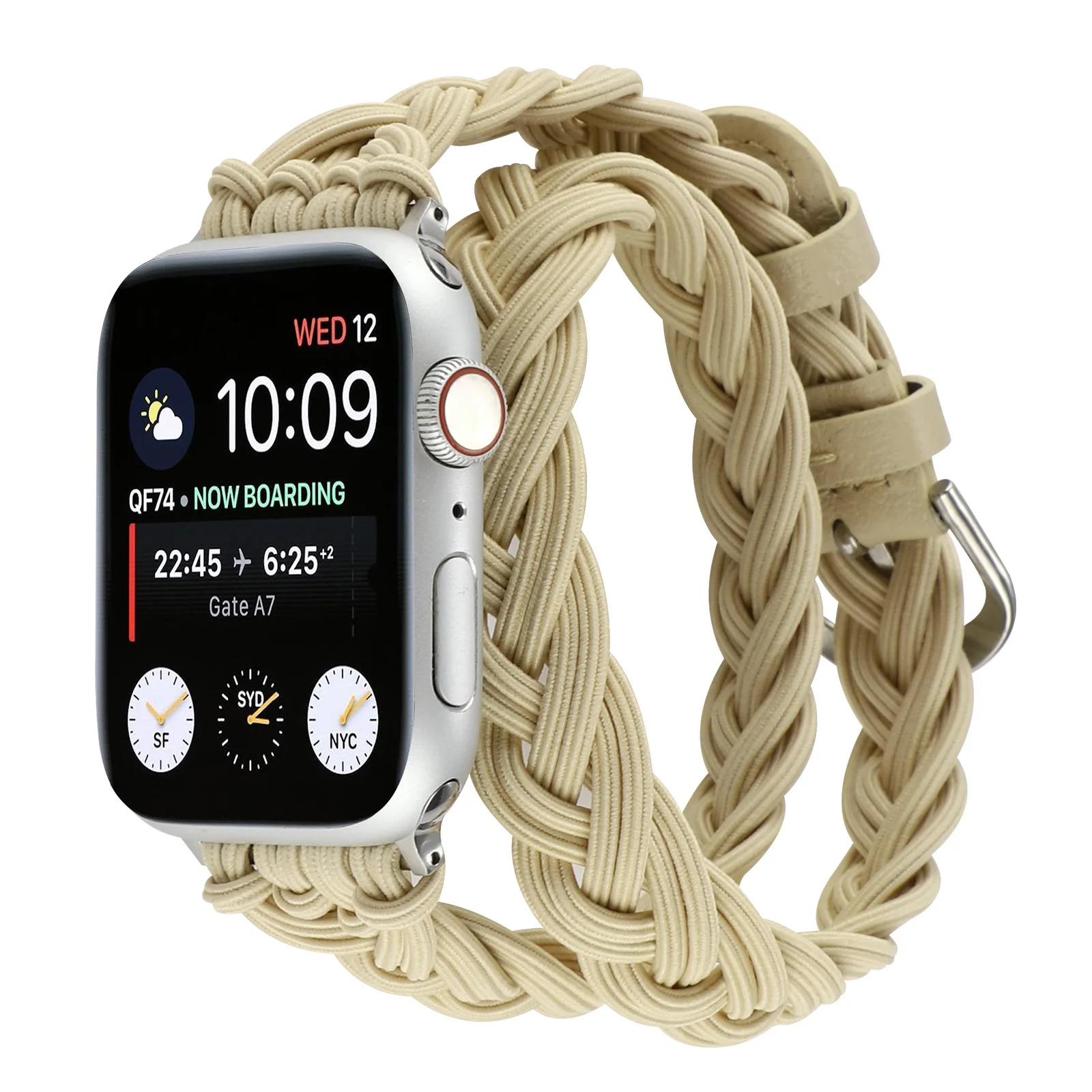 Elastic Braided Rope Double Loop Bracelet Belt For Apple Watch Band 38mm 40mm 41mm 44mm 45mm iWatch Strap 3 4 5 6 7 8 SE Ultra