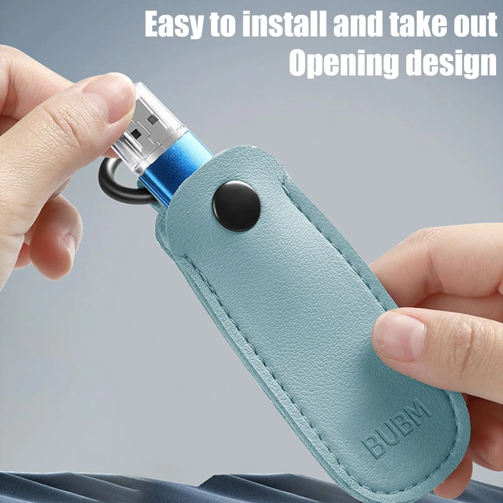 6pcs PU Leather U Disk Pouch Protective Cover Anti Lost Flash Drive Case Key Ring Holder USB Flash Drive Memory Sticks Storage B