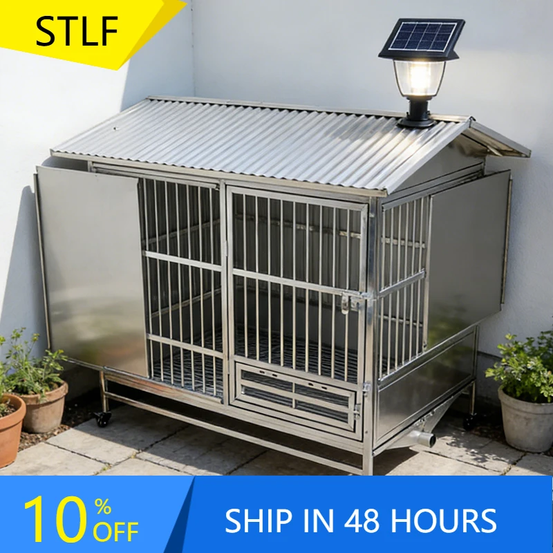 

STLFModern 304 Stainless Steel Large Dog Crate, Breathable and Easy to Install, Rust-proof and Durable, for Outdoor Use