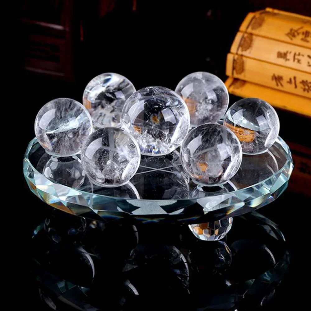 Natural Clear Quartz Crystal Ball Seven Star Array Reiki Healing Feng Shui Sphere Lucky Home