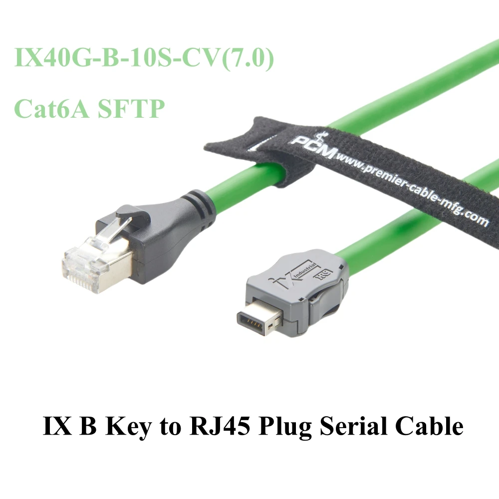 IX Industrial Cat6A Serial Cable IX40G-B-10S-CV(7.0) IX B Key to RJ45 Plug Male Shielded SFTP 10Gbps for PoE Industrial Switch