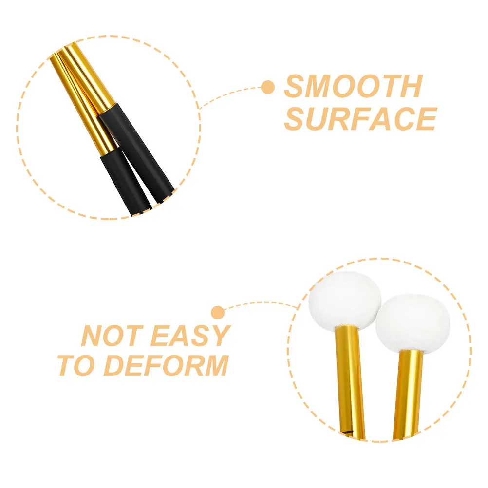 

1Pair High Quality Felt Head Drumsticks Made of Alloy Material Smooth Finish Reliable Performance for Musical Training Stage