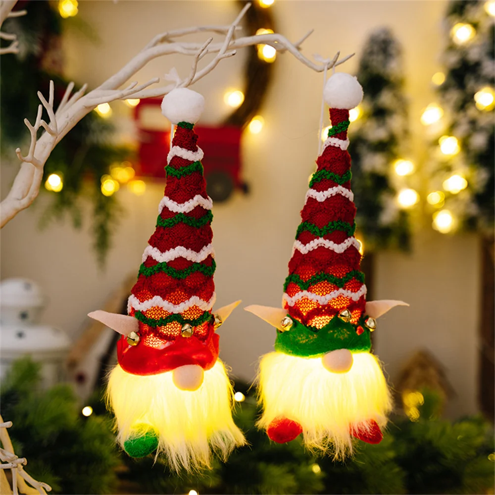 2025 Christmas Doll Sled Elf Ski with Led Light Christmas Decorations for Home Xmas 2025 New Year 24cm 