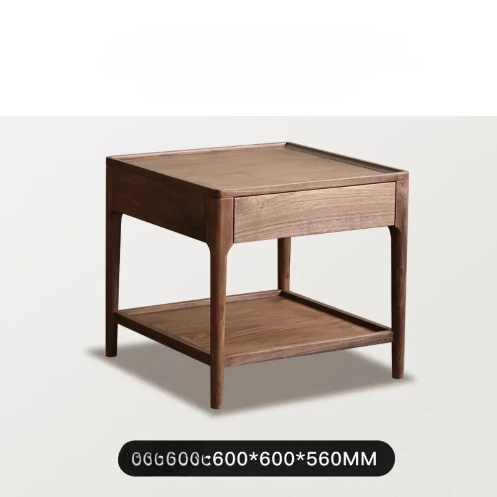 Factory Direct 2026 North American black walnut sofa side table, solid wood square tabe, small coffee tabl, modern simple corner