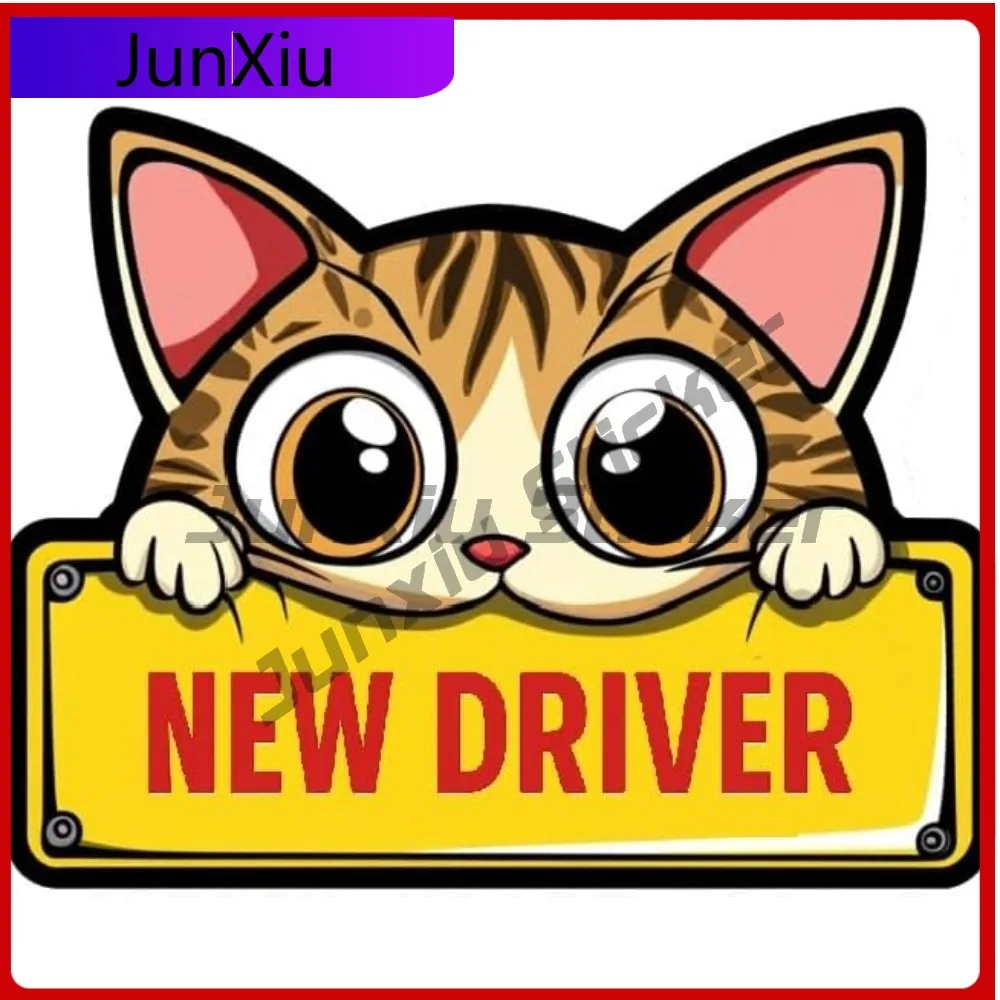 

New Driver Cat Decal Cute Peeking Cartoon Cat Scratch-proof Exterior Sticker For Car Window Or Bumper Vinyl Safety Sign For Cars
