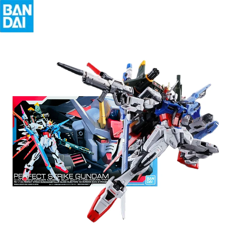 Bandai Gunpla Rg 1/144 Gat-X105+Aqm/e-Ym1 Perfect Strike Gundam Metallic Gloss Injection Base Limit Assembly Model Robot Kits