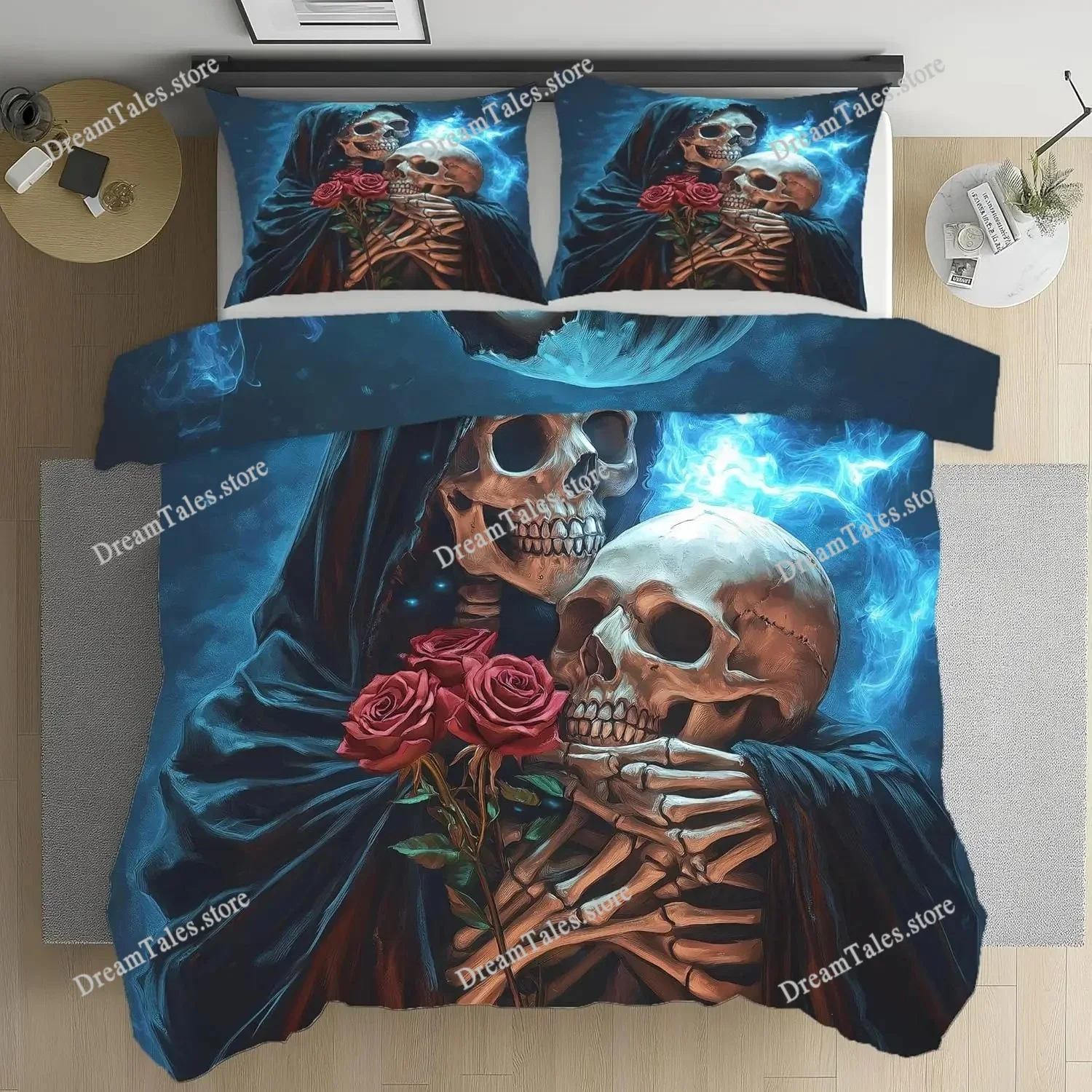 Skull Personalized Digital Printing Polyester Bedding Set for Boys and Girls Comfortable Soft Couple Home Textileextile