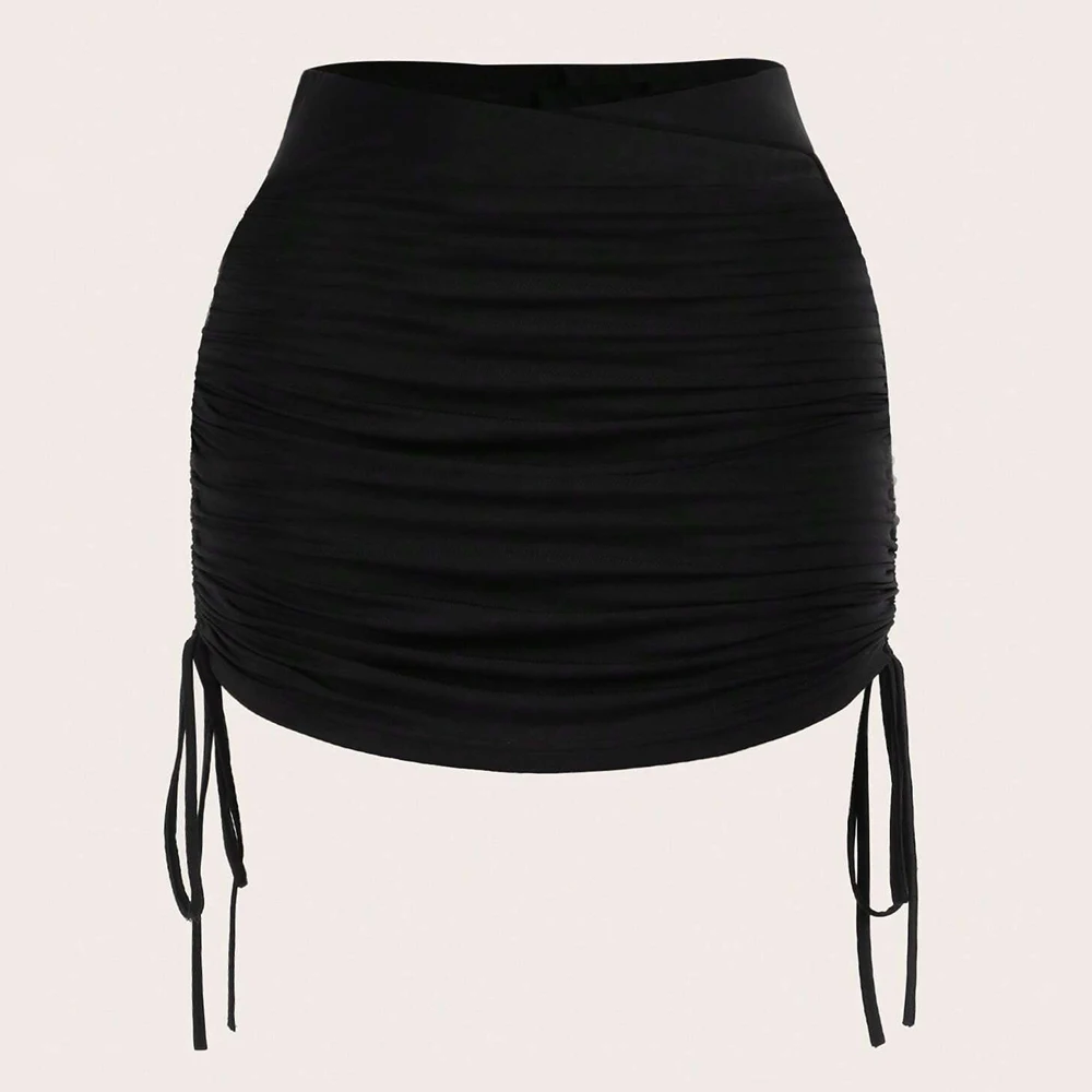 

Skirts Spring Summer Skinny Fit K-Style Shirring Ruched Plain Natural Waist Mini Casual Bodycon Skirts For Women