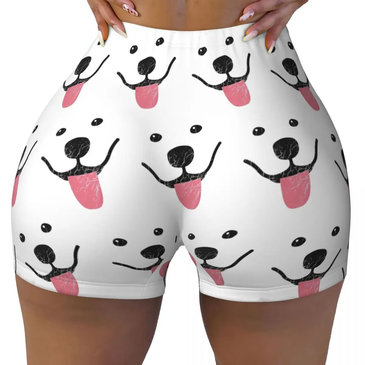 

Забавные шорты для йоги Samoyed на заказ, женские шорты для тренировок в тренажерном зале, спортивные шорты для волейбола и байкера