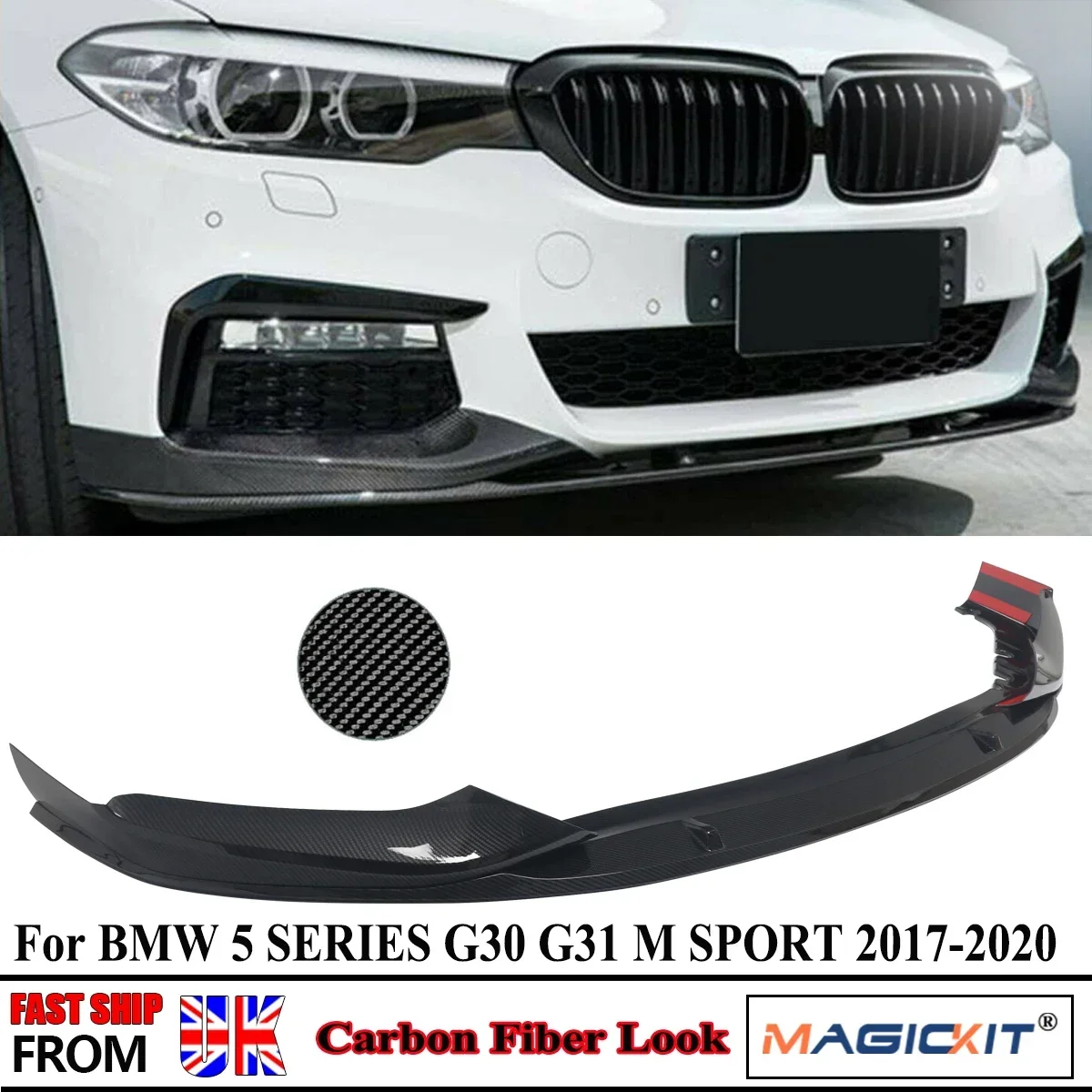 MagicKit Carbon Style M Sport Front Bumper Lip Splitter For BMW 5 Series G30 530 540