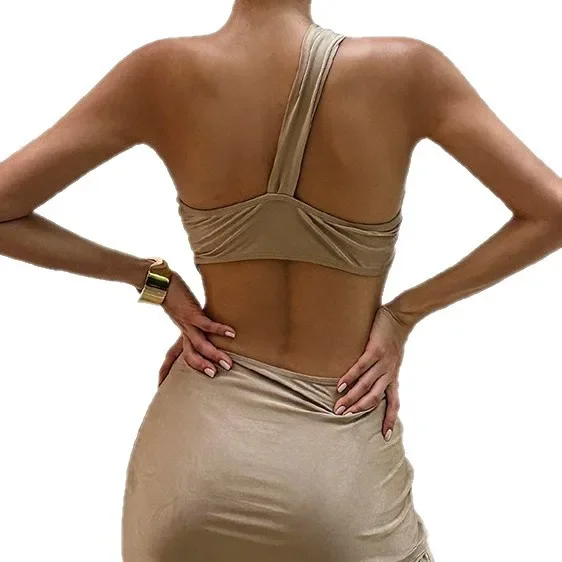 Nuevo conjunto de Bikini de estilo coreano para mujer, traje de baño informal con un solo hombro y tirantes sexys, traje de baño dividido con viento puro