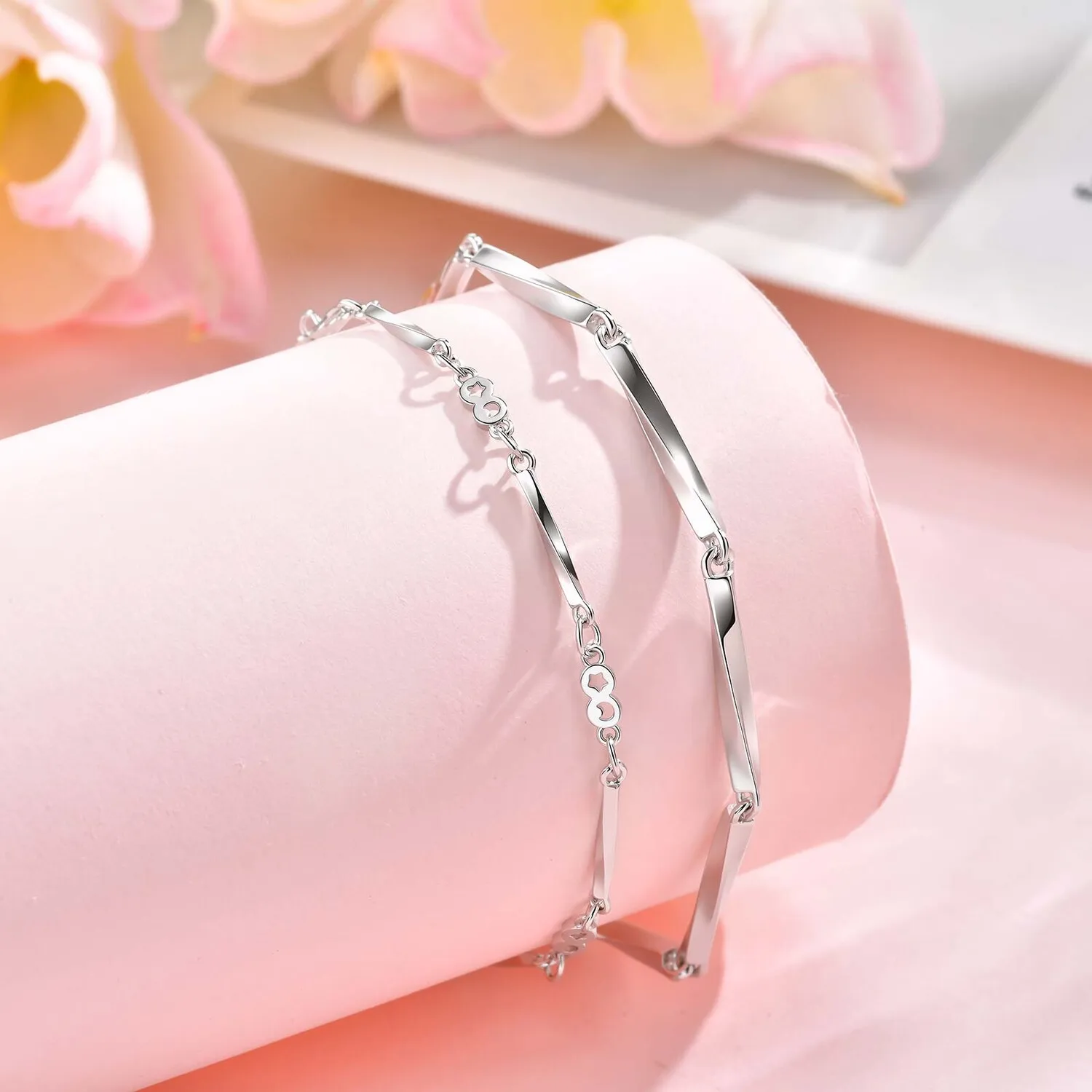 Verdrehtes Kabel-Gliederketten-Armband für Damen, klobiges Rolo-Armband aus Edelstahl, dicker Armband-Schmuck
