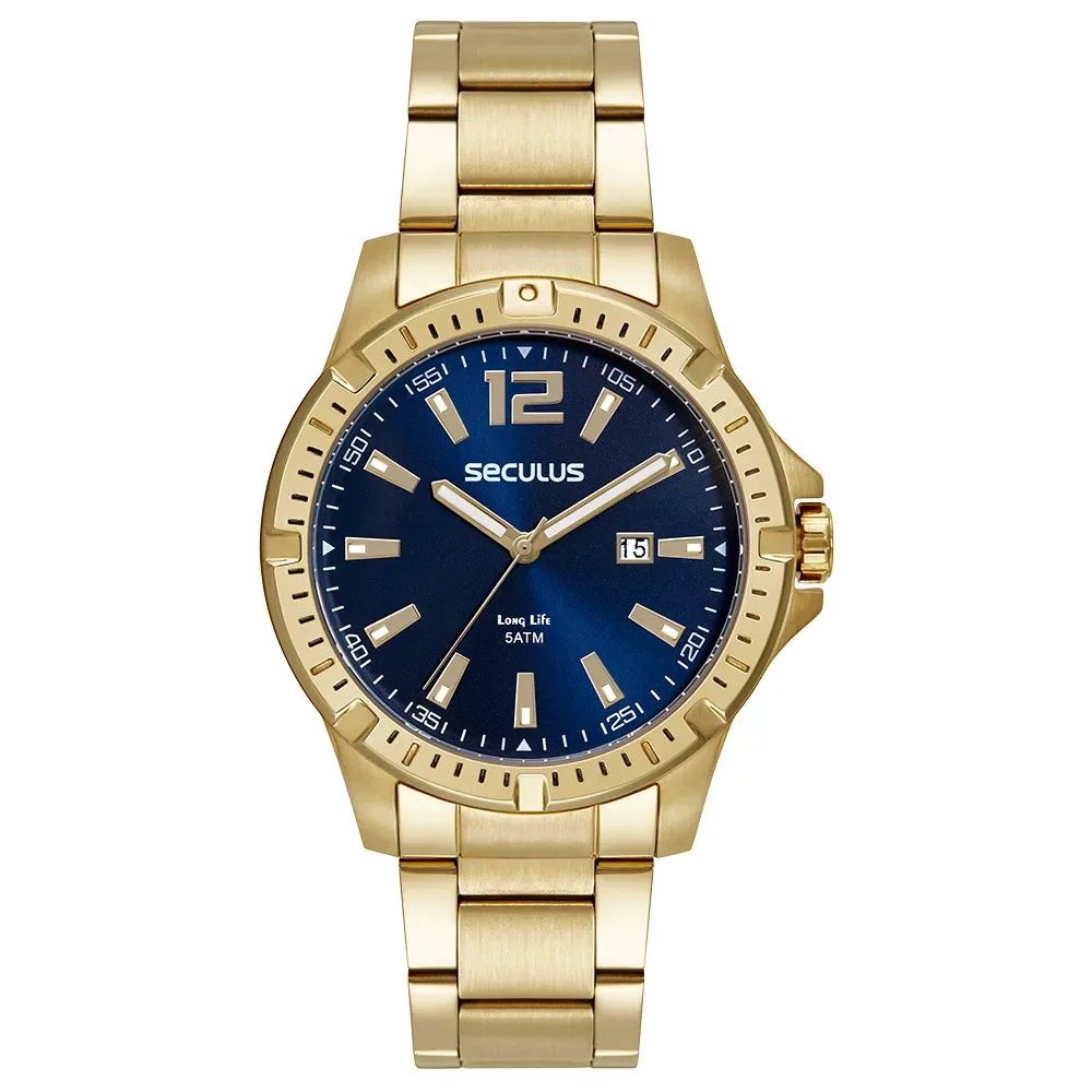 seculus-men's-watch-gold-steel-blue-calendar-44208gpsvda3