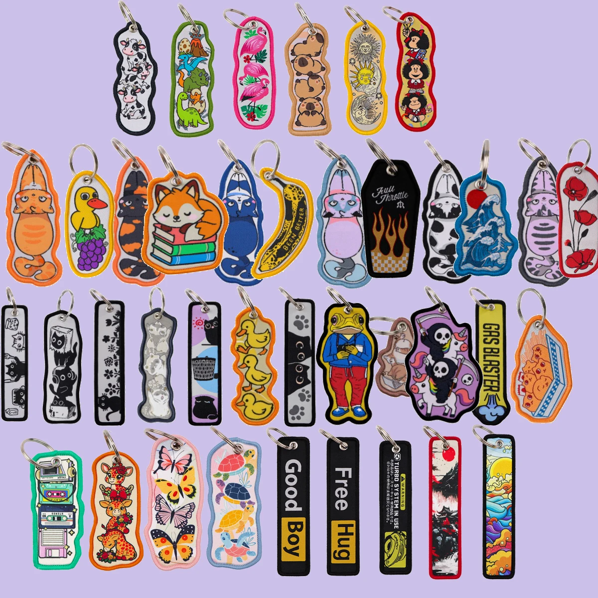 1PCS Cute Cartoon Embroidered Keychains Funny Animal Pattern Key Tags ...